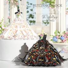 1500+片婚纱积木套装，迷你拼装玩具，浪漫黑白婚纱设计，ABS材质，创意3D立体模型，适合装饰，收藏品，圣诞节、妇女节、万圣节、情人节的绝佳礼物