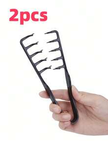 New Single-Piece Fluffy Wide-Tooth Styling Comb - Fluffy Texture, For Men, Made Of ABS Plastic With Textured Handle, Suitable For All Hair Types, Essential For Home Use, Back-To-School Season, Travel & Vacation, Can Be Used For Back-Brushing, Blow-Drying, Hairstyling, Haircuts, Edging, And Grooming - Multicolor - View 22