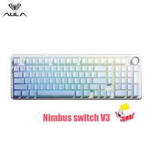 AULA Bàn phím cơ không dây F99 Pro, 3 chế độ kết nối, 99 phím, switch Cherry OEM, pin dung lượng lớn 8000mAh, switch có thể thay nóng, thiết kế gắn gioăng, núm điều khiển đa phương tiện, đèn nền RGB, keycap PBT, phù hợp cho chơi game PC và sử dụng văn phòng. - Nhiều màu - Xem 25