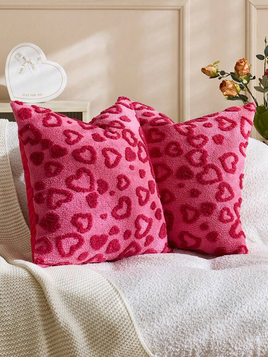 1 chiếc vỏ gối trang trí hình trái tim bằng vải nhung mềm mại, mặt trước bằng vải jacquard, mặt sau bằng vải lông cừu, vỏ gối vuông, vỏ gối trang trí nhà cửa dịp lễ, chất liệu nhung mềm mại, trang trí hiện đại cho ghế sofa, phòng ngủ.