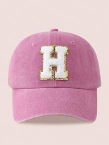 1顶男女通用26字母水洗棒球帽，遮阳帽，适合户外活动和日常佩戴，防紫外线 - 金標-粉紅水洗帽 - 查看 15