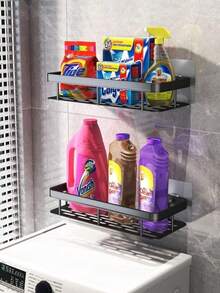 رف حمام كبير السعة من سبيكة الألومنيوم، رف دش لاصق مثبت على الحائط، رف تخزين أنيق للحمام/المطبخ، منظم مستحضرات التجميل، مصنوع من سبيكة الألومنيوم، صندوق تخزين كبير، مناسب للحمام والمطبخ، رف توابل المطبخ، رف تصريف، منظم تخزين، أدوات المطبخ، ديكور المنزل - متعدد الألوان - مشاهدة 5