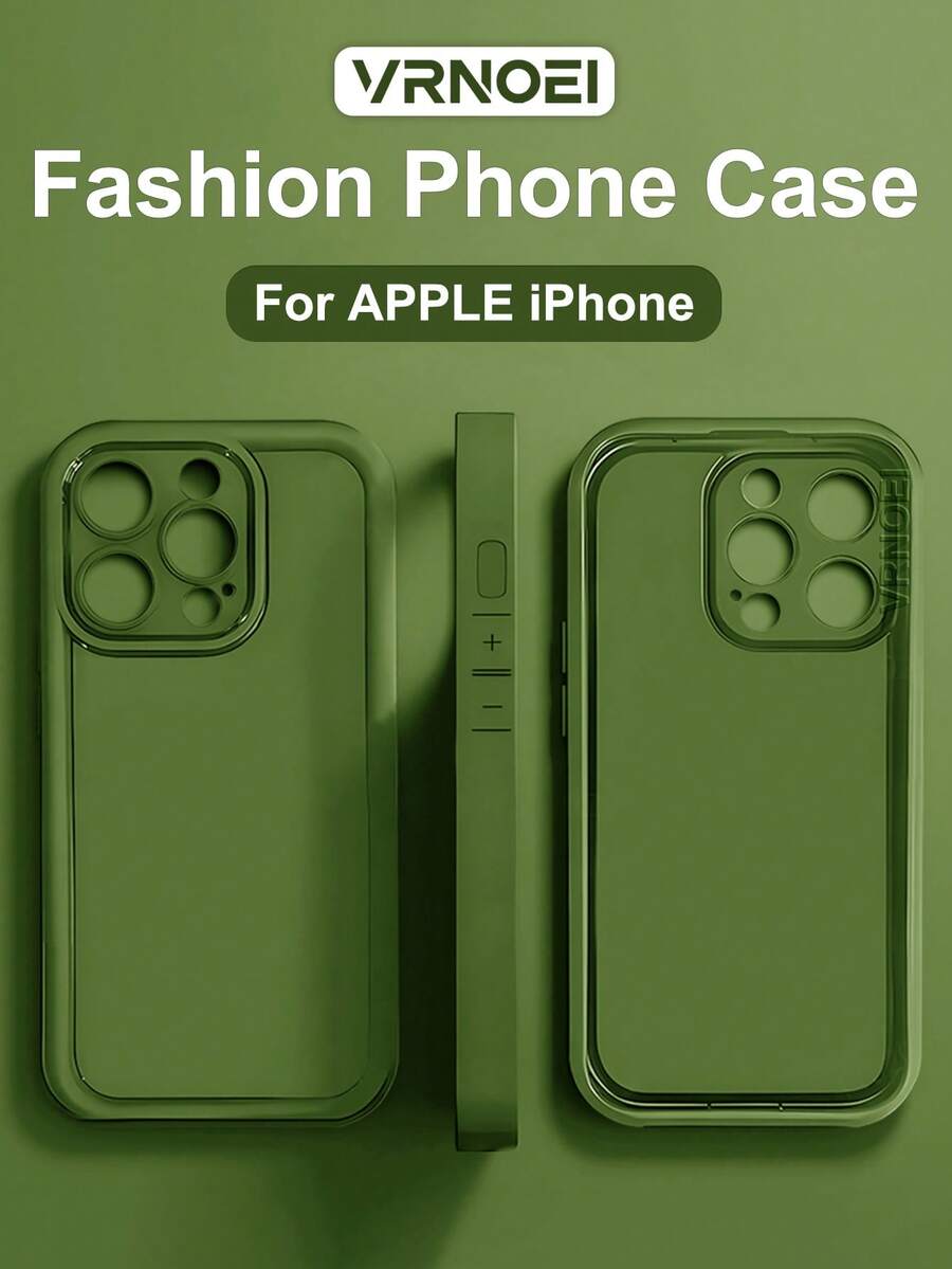 VRNOEI New Solid Color Shock-Proof Fashionable Phone Case, Suitable For 16/11/12/13/14/15/17 Pro Max, Full Coverage Camera Protection Back Cover - Green - View 1