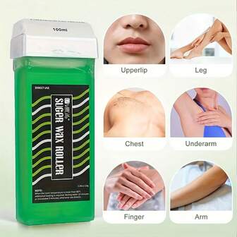 Kit de cera con calentador portátil, rodillo con cartucho suave de 100g, 10 tiras. Máquina para depilación. Para mujeres y hombres en casa.