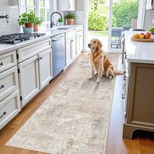 1pc Minimalist Style Kitchen Mat, Soft & Washable Decorative Carpet For Living Room, Bedroom, Study, Balcony, Hallway, Entrance, Bathroom - Modern Neutral Low Pile Long Runner Rug - Multicolor - View 3