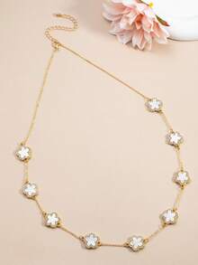 1pc Fashionable, Elegant & Charming Lucky 5-Petal Flower Necklace/Sweater Chain For Women - Multicolor 2 - View 4