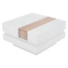 Mesa auxiliar de alto brillo de 70*70*39 cm con tablero extensible, mesa de centro cuadrada con almacenamiento oculto y divisores, blanco + color primario - Blanco - Ver 9