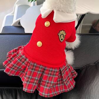 Pet Princess Academy-klänning, lämplig för katter, små hundar som pudel, nallebjörn, brittiskt korthår, vår/höst