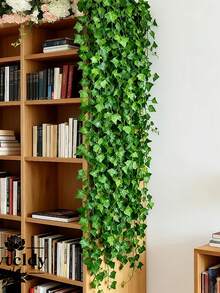 1/6/12/24 件装 6.9 英尺常春藤花环，人造仿真常春藤叶，绿色植物，垂挂藤蔓，植物叶子花环，家居花园装饰，毒藤服装，人造植物，玫瑰，装饰风格，派对和节日装饰，卧室装饰配件，母亲节装饰，春季装饰，情人节装饰 - 綠色 - 查看 7