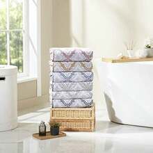 Modern Threads Capri - Juego de 6 Toallas Reversibles de Hilo Jacquard ñido, Toallas de baño, Toallas de Mano y paños de baño, súper absorbentes y de Secado rápido, 100% algodón Peinado,(68.58 cm x 137.16 cm Dorado) - Multicolor - Ver 6