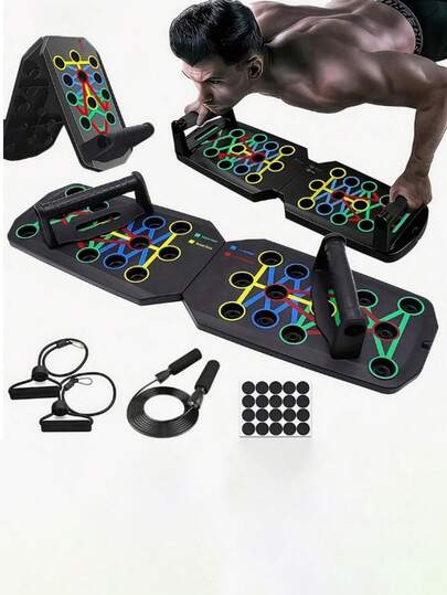 Soporte para flexiones, tabla de fitness multifuncional plegable, entrenador abdominal interior, entrenador de soporte abdominal interior para el hogar. Multifuncional, plegable, portátil, ahorro de espacio, soporte estable, diseño antideslizante, ergonómico, alta resistencia, duradero, fácil almacenamiento, entrenamiento silencioso, perspectiva científica, entrenamiento profesional.