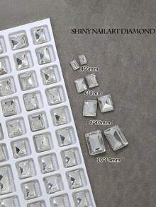 30pcs Shiny White Transparent Square Tip Diamond Glass Nail Art Rhinestone Decorations - Multicolor - View 8