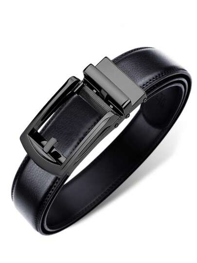 2-delat herrbältesset, automatisk spännestängning, affärsmässig avslappnad stil, passar midjemått 68-102 cm