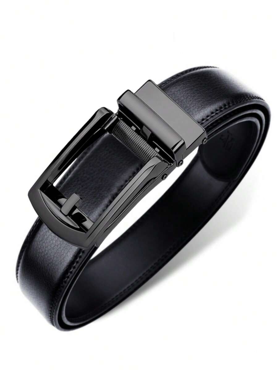男士皮带套装（2件装），自动扣合设计，商务休闲风格，适合腰围28-42英寸 - A - 查看 1