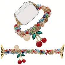 1pc Women's Leather Rope Hanging Strap, Stainless Steel Watch Band Compatible With 38/40/41/42/44/45/49mm Ultra/SE/8/7/6/5/4/3/2/1 - Multicolor - View 10