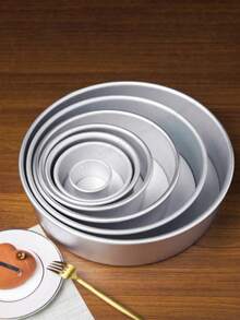 1pc Detachable Halloween Celebration 4"/ 5"/ 6"/ 7"/ 8"/ 9"/ 10"/ 12"/ 14" Round Anodized Removable Bottom Cake Pan, Aluminum Alloy Baking Mold For Sponge Cake - 銀色 - 查看 2