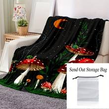 1pc Cozy Mushroom Snail Flannel Blanket - Soft, Warm, Comfortable, And Lightweight For Sofa, Travel, Camping, Living Room, Office, And Bed - Perfect Gift For Home Comfort - Đen và trắng - Xem 1