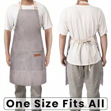 2 Pack Adjustable Bib Apron With 2 Pockets Chef CooFKing Kitchen Restaurant Aprons For Women Men,BrownPinstripe - BrownPinstripe - View 6