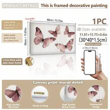 1pc Canvas Wall Art Butterfly Design _ Pink Watercolor Butterfly Painting _ Burgundy-Style Artwork _ Printable Wall Decor _ Girls' Room Decor Baby Room Supplies Girls' Bedroom Decorative Art - Framed Nursery Wall Art Perfect For Children's Room Decor, Playroom Decor Children's Room Decor Nursery Decor