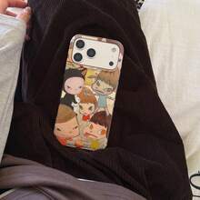 可爱卡通插画奈良美智风格手机壳，兼容 17 Pro Max、16 Pro Max、15 Pro、14、13，少女风、时尚、创意手机保护套 - 彩色 - 查看 5