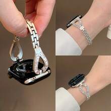 Chic Apple-Inspired Diamond Bracelet Watch Band With Freely Adjustable Sizing | Sleek Design, Compatible With Apple Watch Ultra/SE/Series 11/10/9/8/7/6/5/4/3/2/1 | Fits 38mm 40mm 41mm 42mm 44mm 45mm 46mm 49mm - 42/44/45/49mm (s10) 46mm - View 12