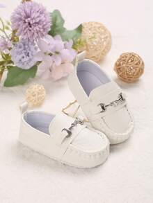 0-1 Year Old Infant PU Slip-On Soft Bottom Casual Flat Shoes, Spring/Autumn - White - View 3