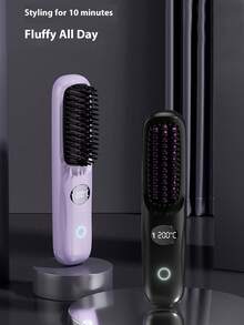 2025 新款 LCD USB 可充电陶瓷加热直发梳，无线便携式卷发器和直发器组合 - 彩色 - 查看 4