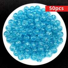 Yiwu Qiyou Accessories Co., LTD 50 hạt/gói, hạt nhựa acrylic nhiều màu sắc 8mm, thích hợp để làm phụ kiện trang sức vòng tay DIY. - Màu xanh lam - Xem 4