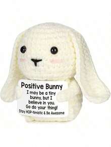 This Handmade Plush Doll Figurine Features An Uplifting Message, Making It A Great Small Gift For Friends And Family. The Adorable Knitted Toy Is Perfect For Displaying In The Living Room Or On A Desk, Suitable As A Birthday Present Or Room Decor. - Multicolor - View 12