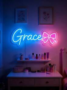 定制霓虹灯 - 个性化USB供电亚克力装饰灯，可调光，是卧室、婚礼、生日、客厅、圣诞节和派对装饰的理想之选。也是一款精美的墙面装饰霓虹灯，是送给朋友的理想礼物，尤其适合节日和周年纪念日，也是送给她的完美礼物。 - 彩色 - 查看 3