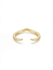 1 Stück eleganter V-förmiger funkelnder Zirkonia-Ring, 925er Sterling-Silber, Geschenk für modebewusste Frauen, geeignet für Bälle, Zusammenkünfte und Partys - Gebogener Öffnungsring - Übersicht 12