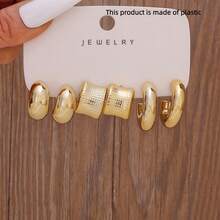 3-9对欧美时尚金色女士耳环套装，包含五瓣花朵串珠心形元素，复古百搭，让您美丽自信，适合女性日常宴会、约会、送礼（送给亲戚、朋友、姐妹的高品质礼物）、派对和玩乐场合。 - 金色5 - 查看 3