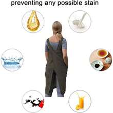 Japanese Aprons Plus Size Smock For Women With Pockets Cross Back Pinafore Dress Apron BaFKing CooFKing Gardening,3X-Large,FArmyssGreen - Quân đội Xanh - Xem 6