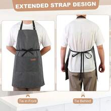 2 Pack Kitchen CooFKing Aprons, Adjustable Bib Chef Apron With 2 Pockets For Women Men, For CooFKing, Cleaning,Black+Red - 黑色+紅色 - 查看 5