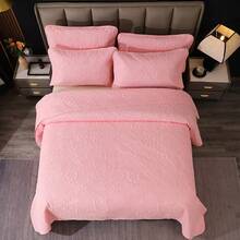 Modern Style, Polyester Fiber, Embossed Bedspread 3 Pieces Set, Stain Resistant, Suitable For Living Room, Bedroom, Hotel - Pink - View 8
