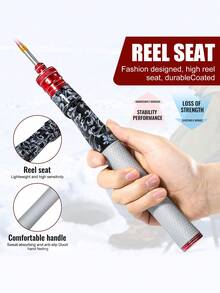 SOUGAYILANG 超轻112克冰钓竿，配备高灵敏度轮座、舒适吸汗手柄和防腐蚀导环，导线快速稳定（53.5厘米） - 彩色 - 查看 4