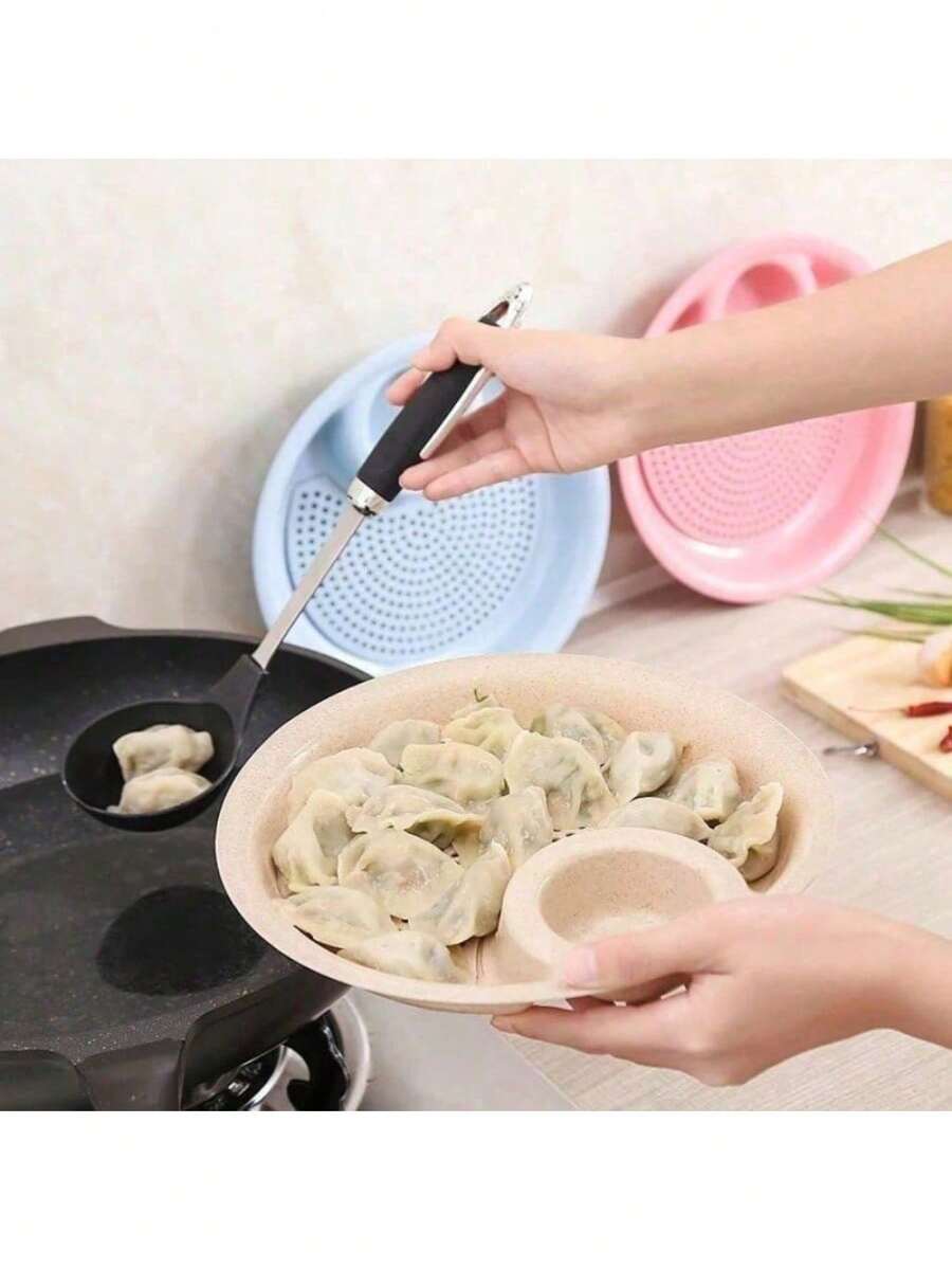 Kitchen Dual-Layer Wheat Straw Disc Tool With Mini Spices Dish Fruit Bowl Dumplings Dish Tableware