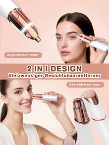 GENAI 女士便携式面部脱毛器，二合一眉毛修剪器和面部剃毛器，温和可充电设计 - 彩色 - 查看 3
