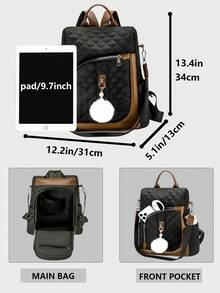 Ba lô nylon chống trộm họa tiết hình thoi phong cách retro dành cho nữ, túi xách hàng ngày đa năng thời trang, túi du lịch nhẹ nhiều ngăn, ba lô tối giản dung tích lớn, ba lô tiện dụng phù hợp cho học sinh, y tá, giáo viên, doanh nhân, du lịch, đi làm, mua sắm, văn phòng, hẹn hò, leo núi, đào tạo, công việc, quà tặng sinh nhật, quà tặng ngày lễ. - Nhiều màu - Xem 3