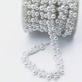 1 st vit pärlkant silverpärlkedja dekorativt band, gör-det-själv brud vigselring skor dekor tillbehör