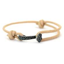 时尚手工编织绳可调节手链 复古黑色如意幸运手链 男女通用臂环饰品 - 如意手繩手鍊 - 查看 16