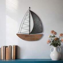 Sagebrook Home Metal, decoración de pared de barco de 19 pulgadas de alto, café, velero, hierro, contemporáneo, 15 pulgadas de largo x 1 pulgadas de ancho x 19 pulgadas de alto, dos tonos(default) - Multicolor - Ver 3