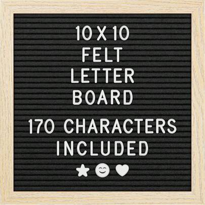 Felt Letter Board - 10x10", - 170 Letters, Numbers & Emojis For Celebrations & Announcements - Customizable Message Letterboard W/Wooden Frame For Home Decor & Office Use - By Yes4Quality