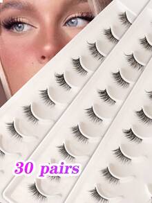 Waloshow 10对自然交叉猫眼假睫毛，拉长外眼角，放大双眼效果，适合日常、节日、度假、派对妆容，专业品质批发