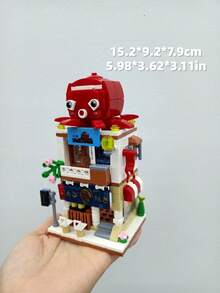 300+ Pcs Adult Octopus Takoyaki Cat Rabbit Panda Street Scene Building Blocks, DIY Street Scene Blocks, Animal Street Scene Blocks, Birthday Gift, Assembly Hobby Desktop Decor, Living Room Decor, Office Desktop Decor. Christmas Gift, Holiday Gift