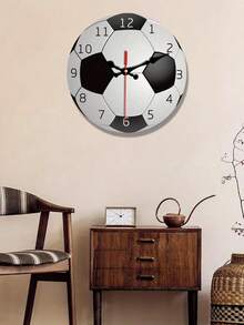 Silent Soccer Ball Wall Clock - Battery-Powered, Round Wooden Clock For Bedroom, Living Room, Study & School Decor ,Home Decor Living Room,Living Room Decor,Wall Decor,Home Decor,Room Decor,Wall Art,Room Decor Bedroom,Garden Decor,Kitchen Decor,Digital Clock,Clock For Wall,Clocks Living Room,Large Wall Clock,Ornaments Home,Halloween, Christmas, Thanksgiving, New Year Gift - Multicolor - View 1
