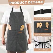 2 Pack Kitchen CooFKing Aprons, Adjustable Bib Chef Apron With 2 Pockets For Women Men, For CooFKing, Cleaning,Black+Red - 黑色+紅色 - 查看 4