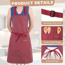 2 Pack Kitchen CooFKing Aprons, Adjustable Bib Chef Apron With 2 Pockets For Women Men, For CooFKing, Cleaning,Blue+Red - Blue+Red - View 4