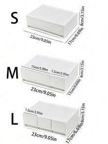 1pc 2/3 Drawer Desktop Storage Box, Plastic Organizer Box For Bathroom, Bedroom, Dorm, Makeup, Jewelry, Stackable - White - View 5