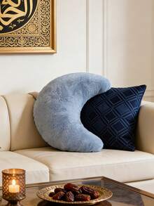 1 Stück Plüsch Mond förmiges Zierkissen, weich & bequem, dekoratives Akzentkissen für Mondfest, Mond Design, in 3 Größen erhältlich, geeignet für Wohnzimmer Sofa, Schlafzimmer Bettkante, weich & bequem, dekoratives Kissen, auch ein tolles Geschenk, blau